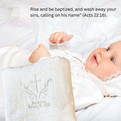 Fancy Cross Baptism Towel: Personalized