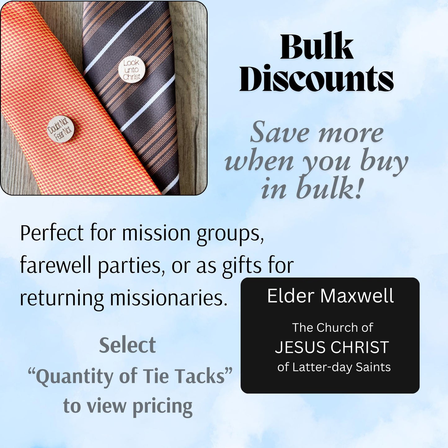 Engraved LDS Boys Tie Tacks