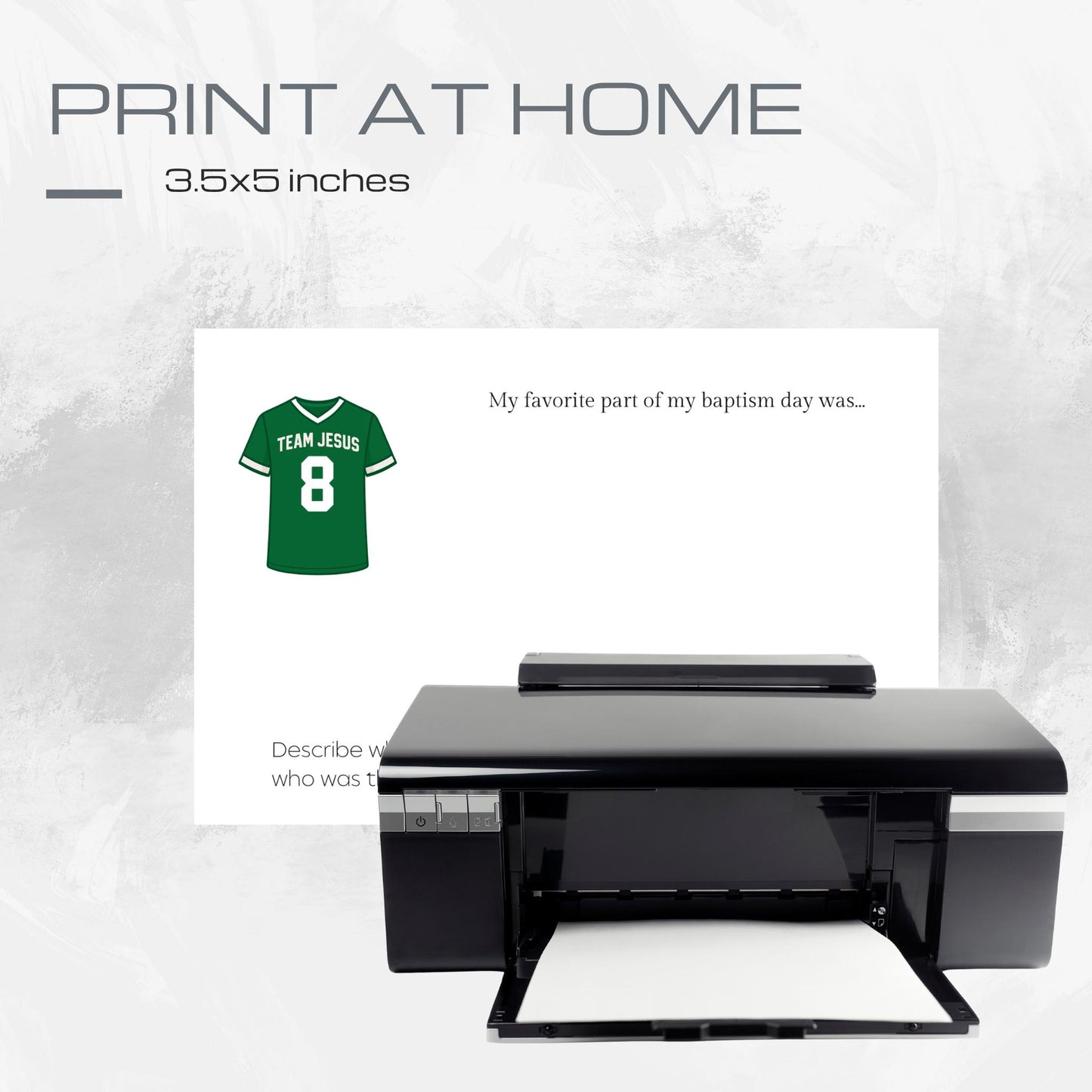 LDS Baptism Testimony Cards: Team Jesus Jersey Baptism Printables 3.5x5 inch Notecards