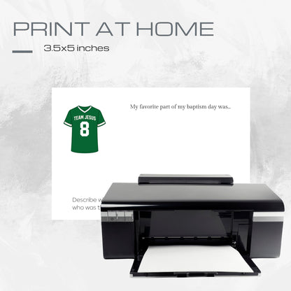 LDS Baptism Testimony Cards: Team Jesus Jersey Baptism Printables 3.5x5 inch Notecards