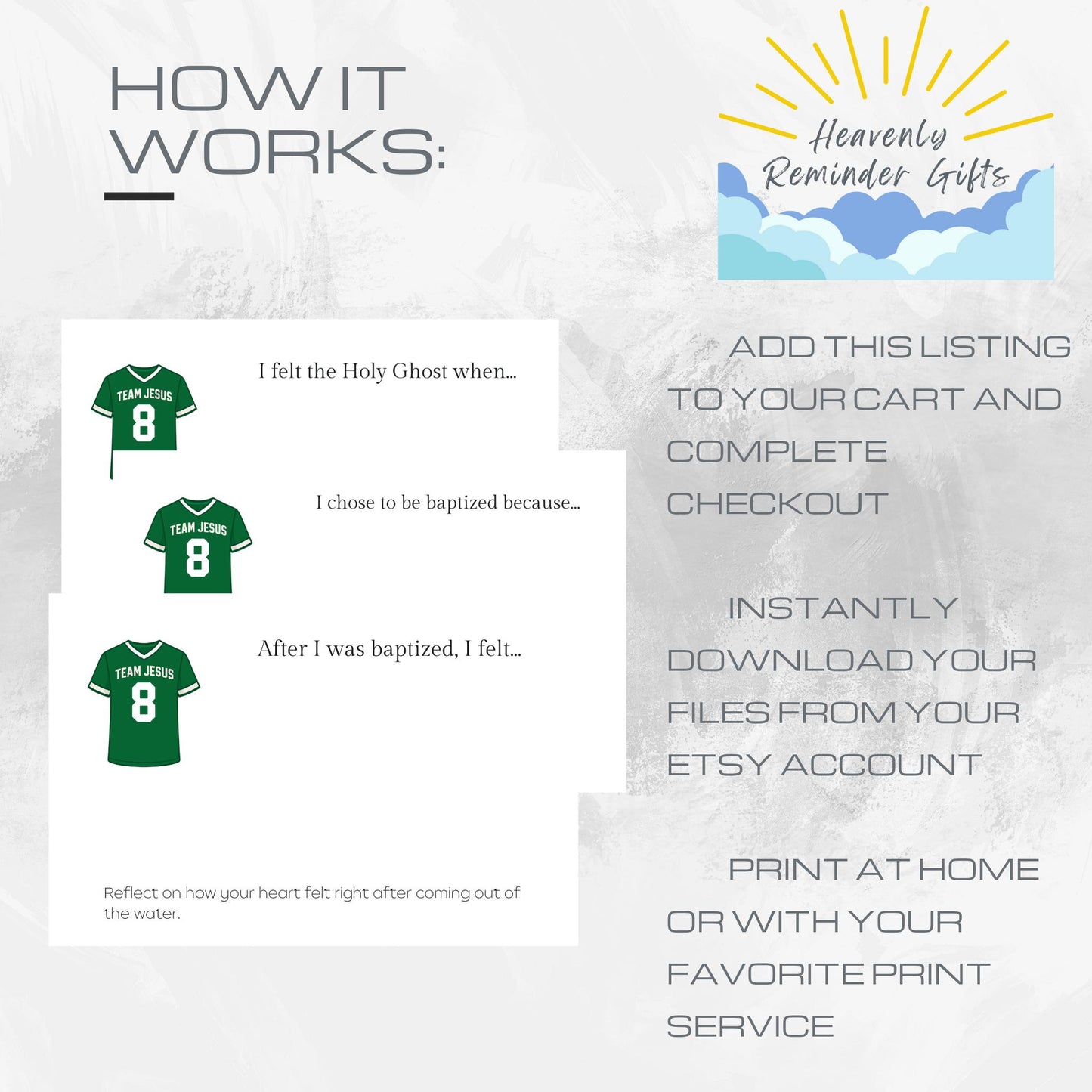 LDS Baptism Testimony Cards: Team Jesus Jersey Baptism Printables 3.5x5 inch Notecards