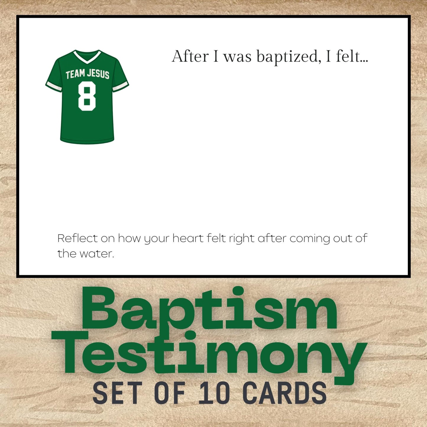 LDS Baptism Testimony Cards: Team Jesus Jersey Baptism Printables 3.5x5 inch Notecards