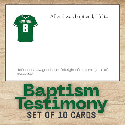 LDS Baptism Testimony Cards: Team Jesus Jersey Baptism Printables 3.5x5 inch Notecards