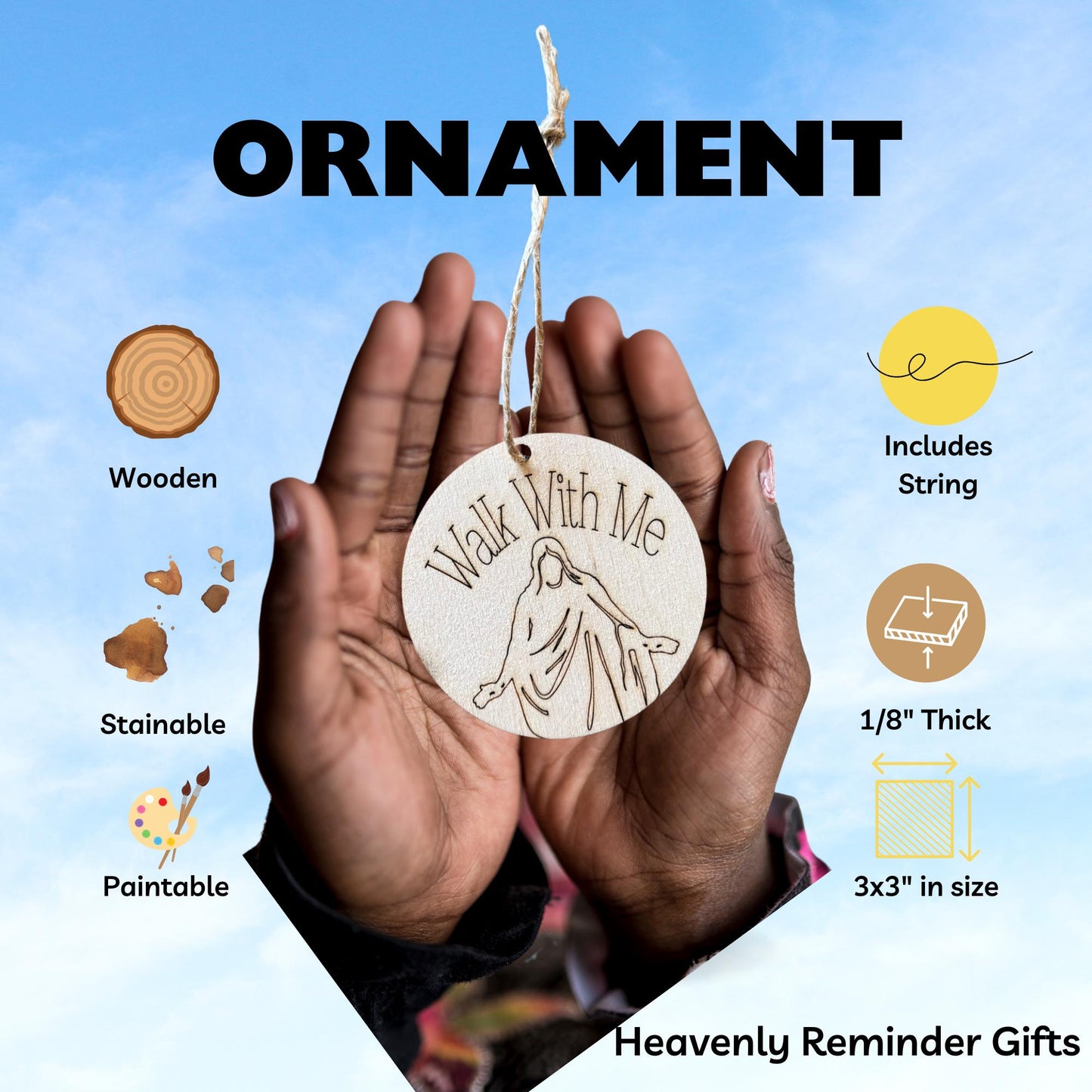 Walk with Me Jesus Christ Round Ornament