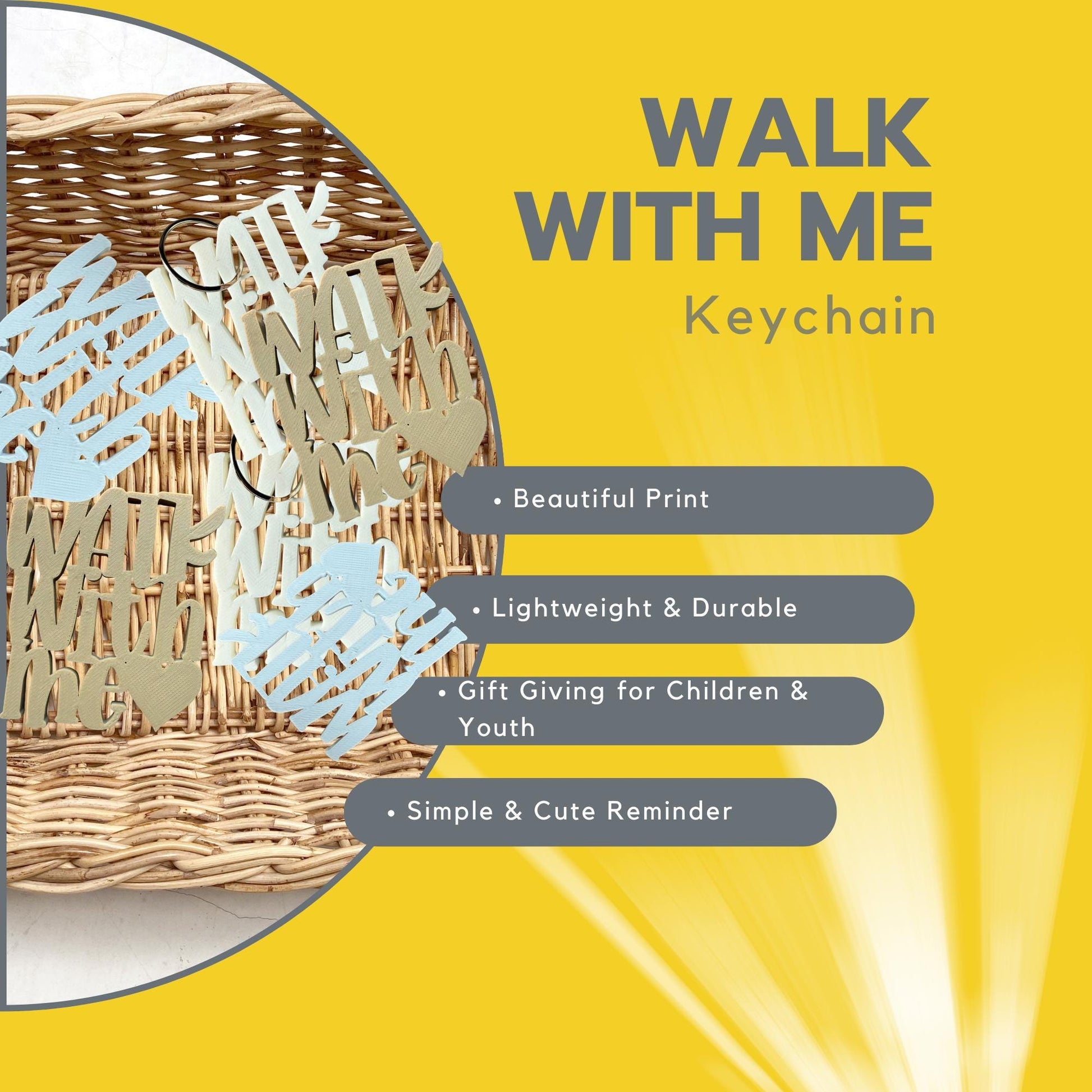 Walk With Me Keychain | 3D Printed Faith Gift