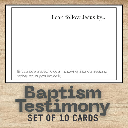 LDS Baptism Testimony Cards: Classic Black & White Baptism Printables 3.5x5 inch Notecards