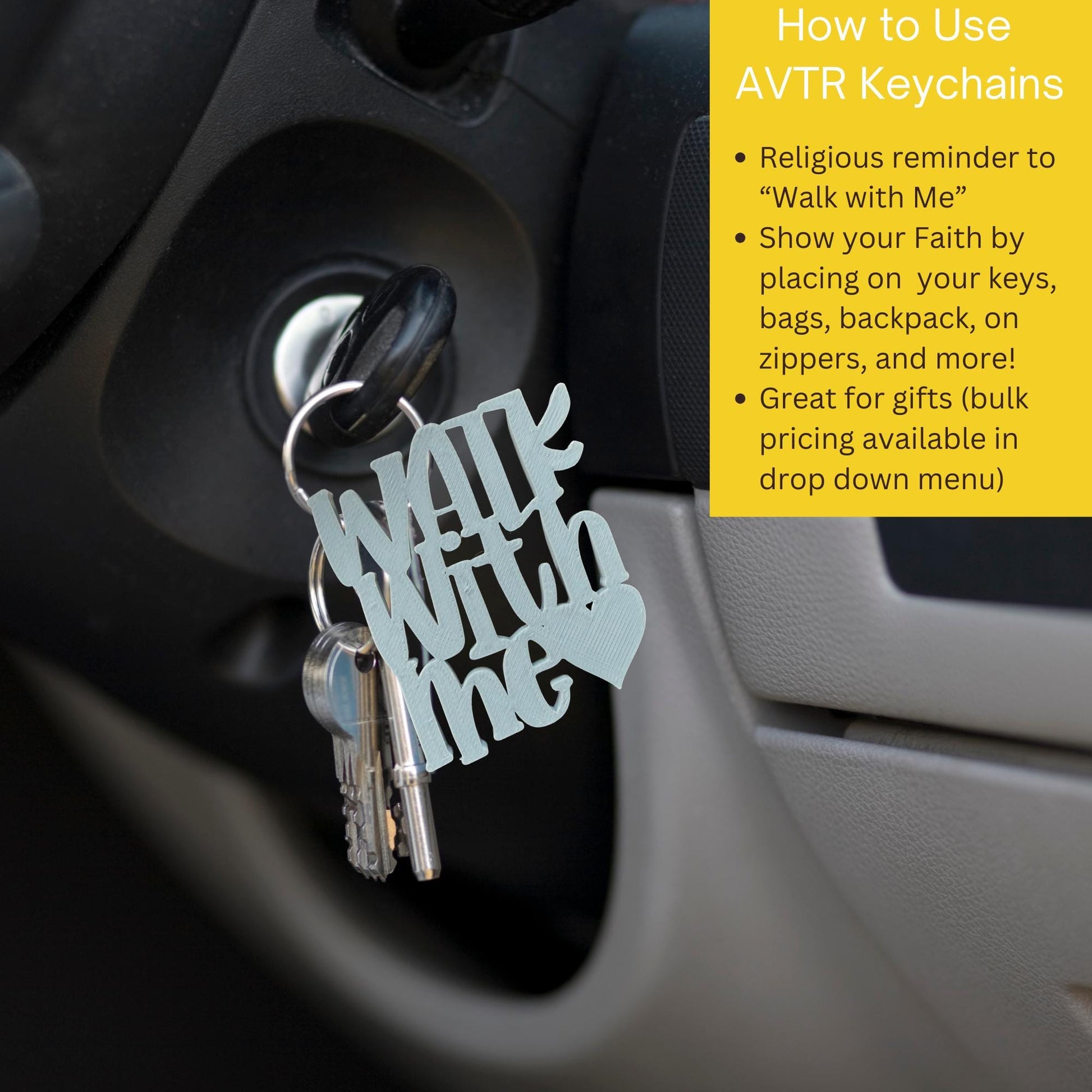 Walk With Me Keychain | 3D Printed Faith Gift