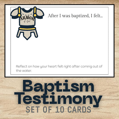 LDS Baptism Testimony Cards: Armor of God Baptism Printables 3.5x5 inch Notecards