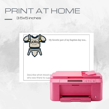 LDS Baptism Testimony Cards: Armor of God Baptism Printables 3.5x5 inch Notecards