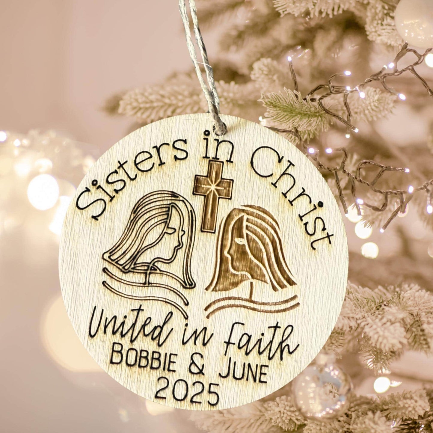 Sisters in Christ Ornament: Personalized