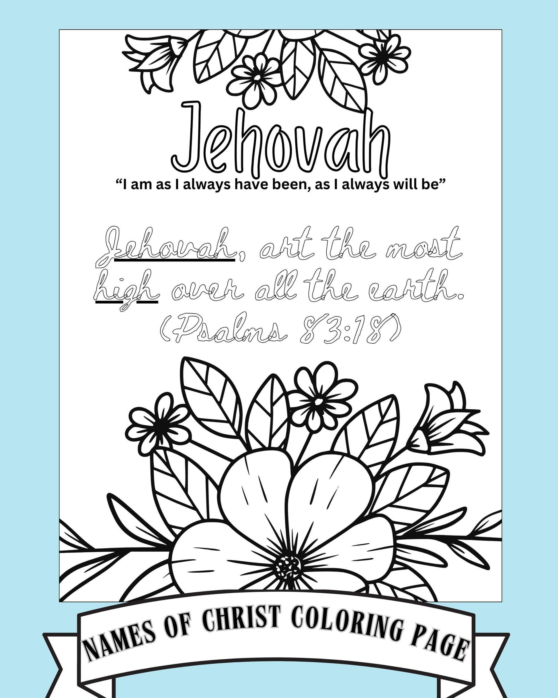 Jehovah | Psalms 83:18 Coloring Page