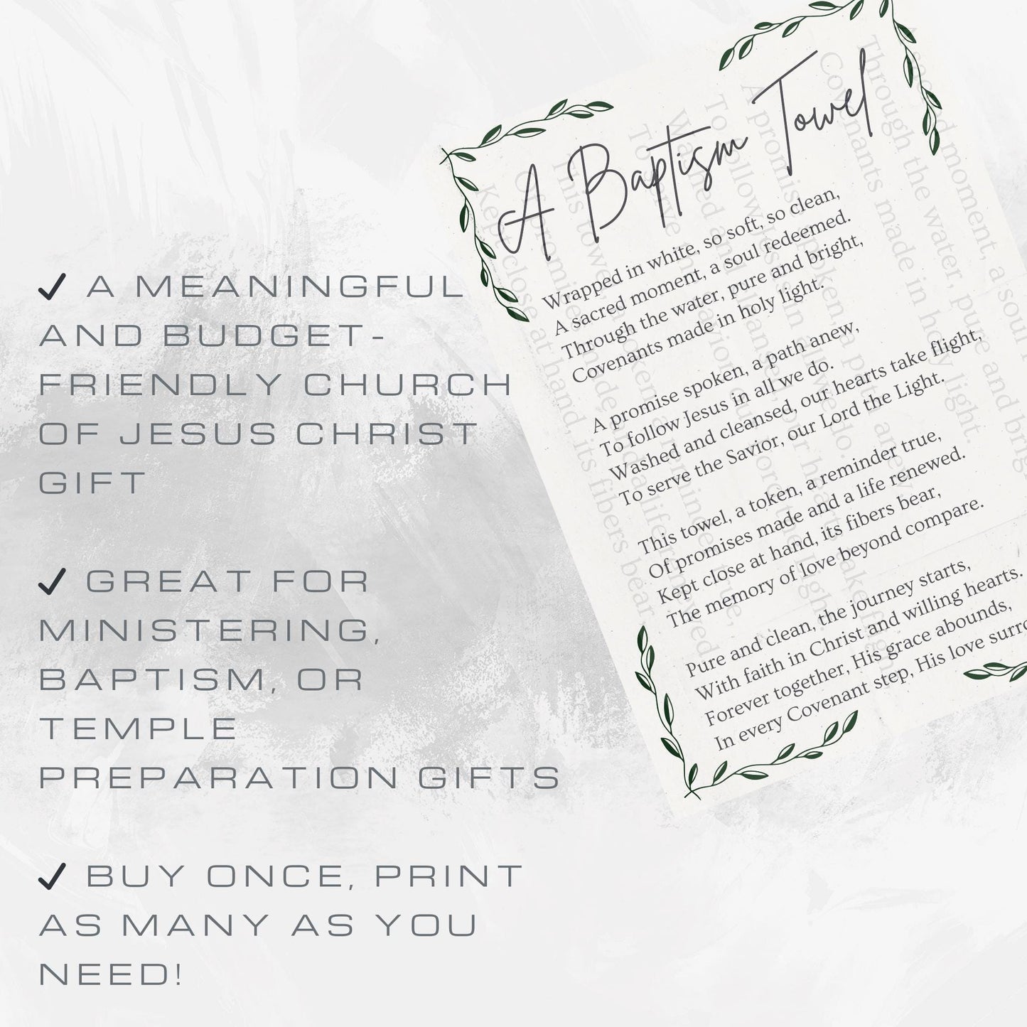 Baptism Poem Printable: LDS Covenant Reminder, Holy Ghost Decor (5x...