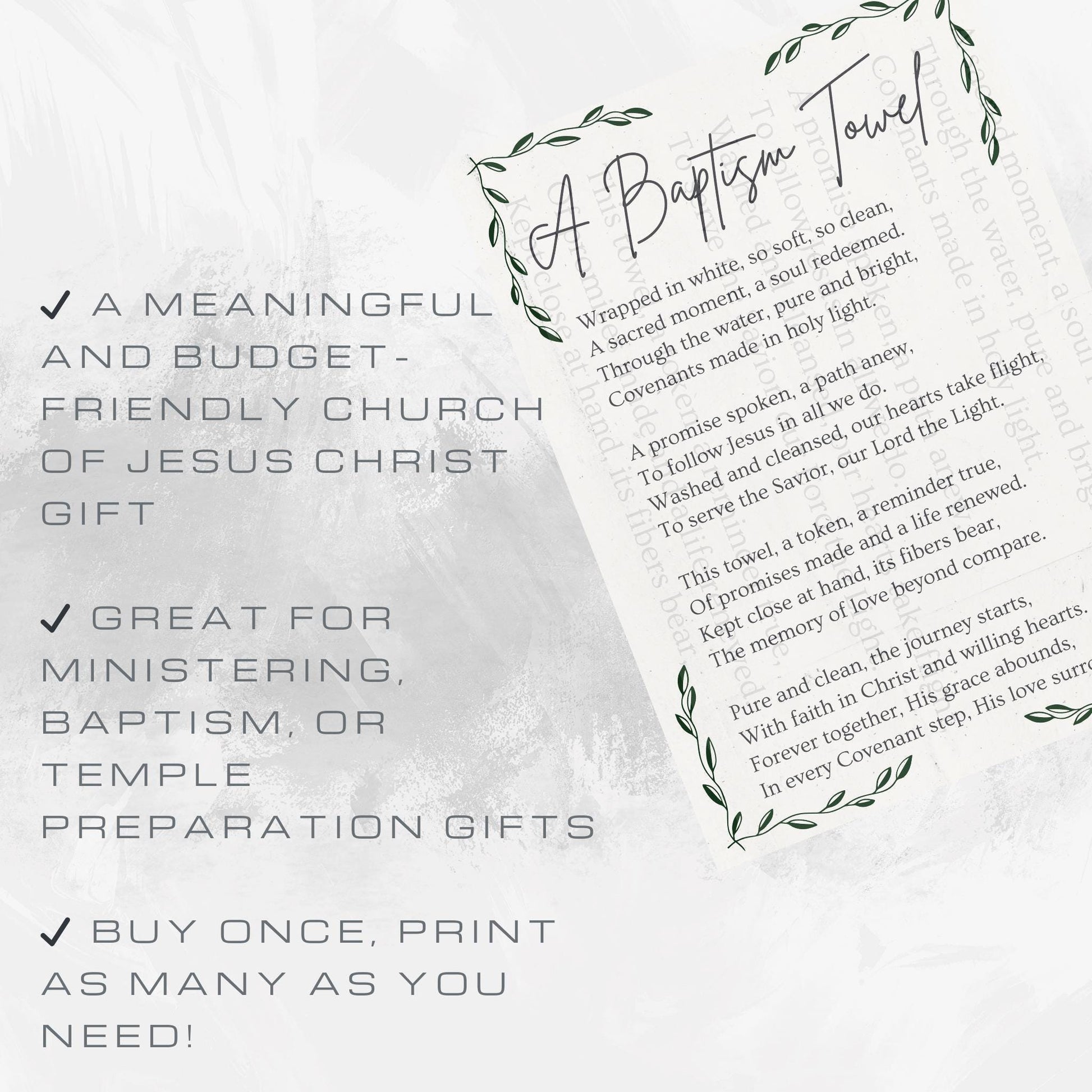 Baptism Poem Printable: LDS Covenant Reminder, Holy Ghost Decor (5x...