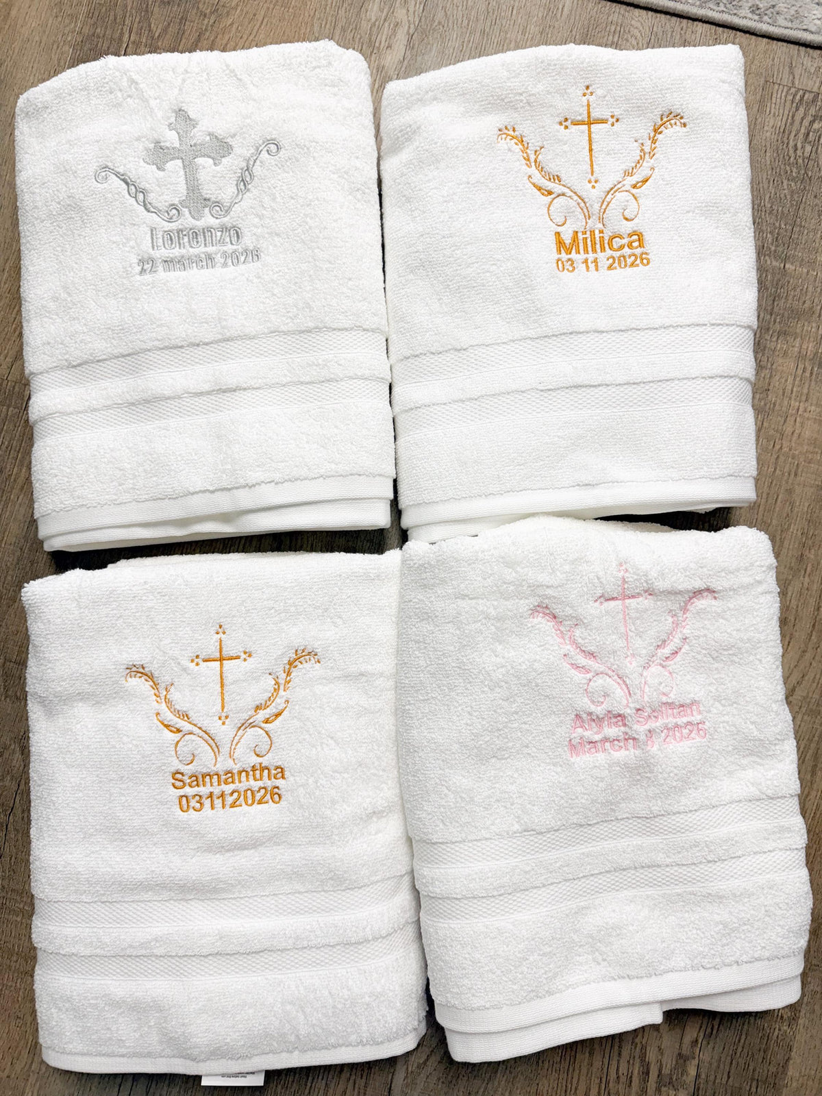 Personalized Cross Baptism Towel Set