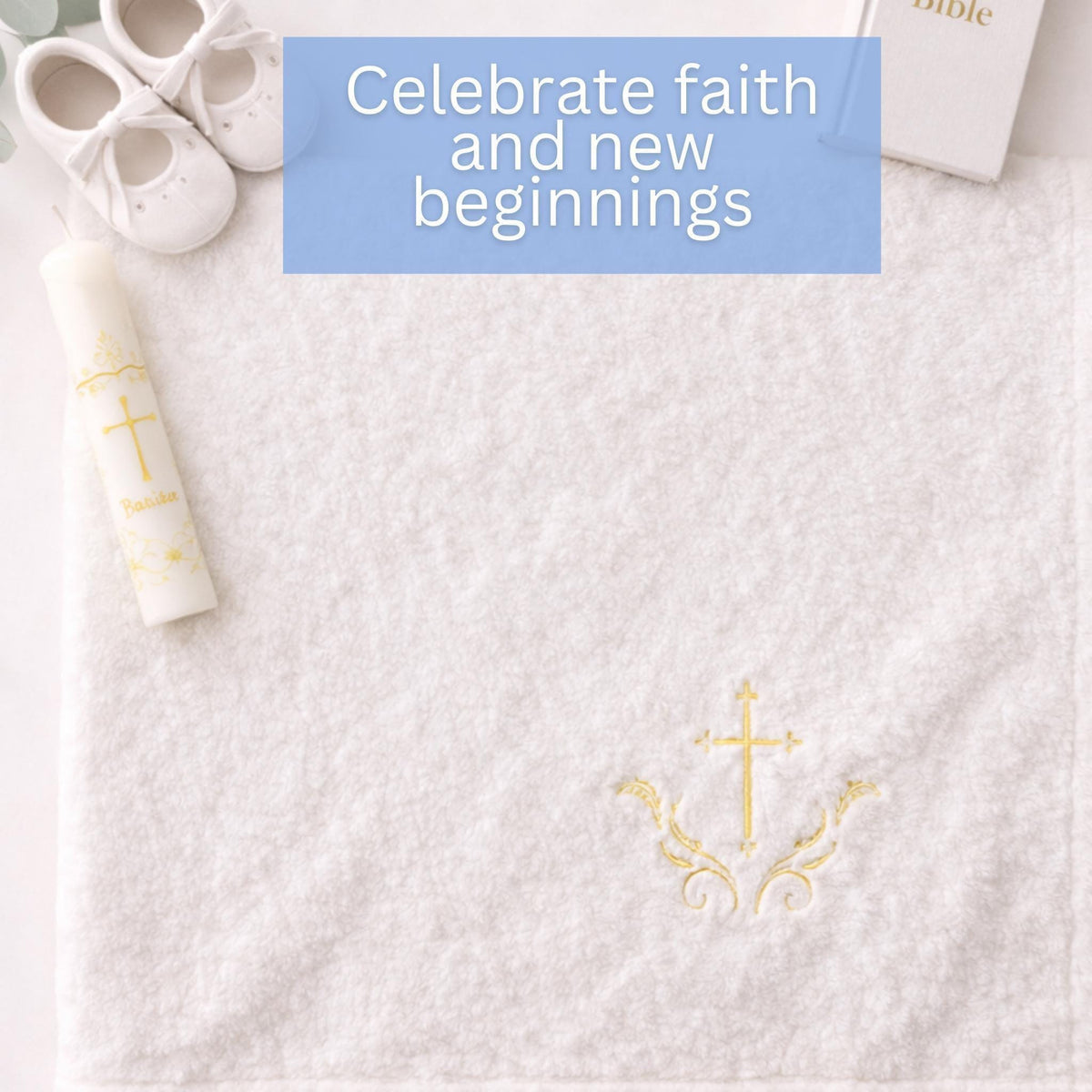 Baby Baptism Blanket | Personalized Baptismal Gift for Boys & Girls