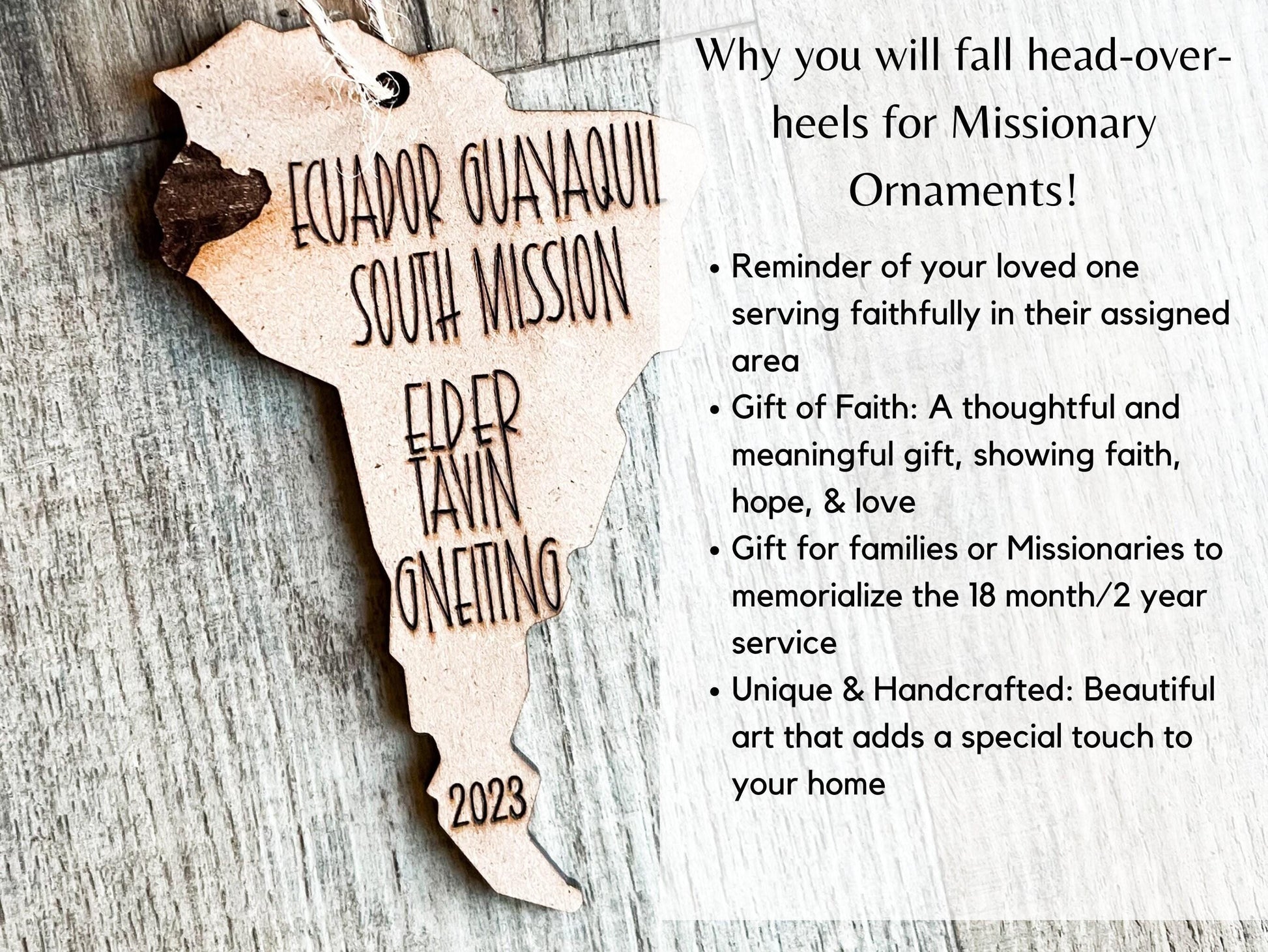 Custom Missionary Christmas Ornaments, Missionary Gift for Missiona...