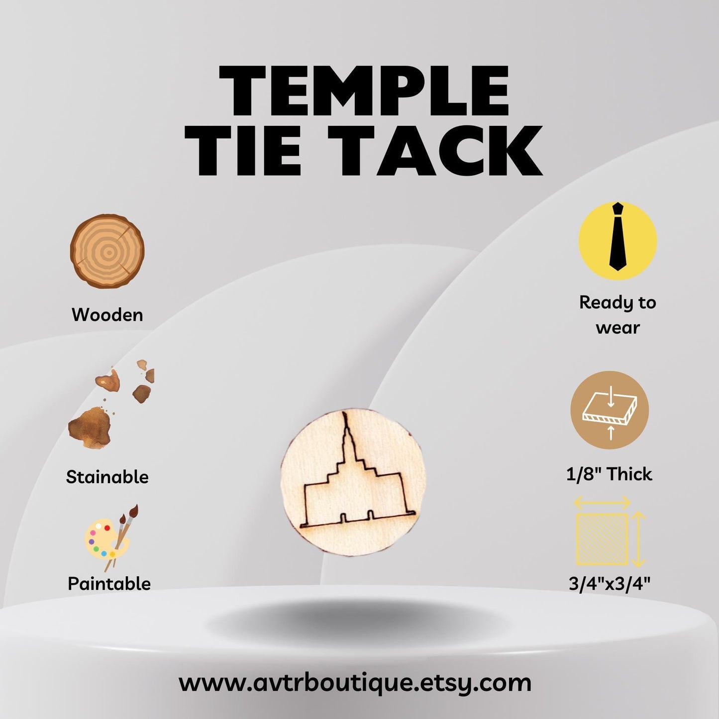 Temple Tie Tacks | Church Lapel Pink LDS Mens Accessory