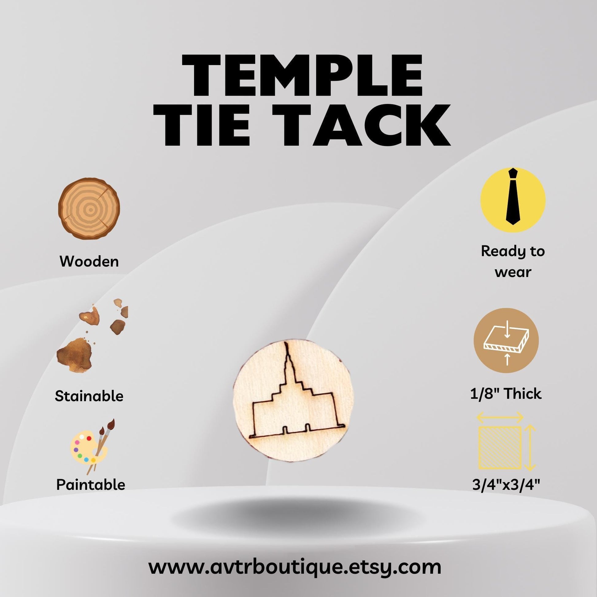 Temple Tie Tacks | Church Lapel Pink LDS Mens Accessory