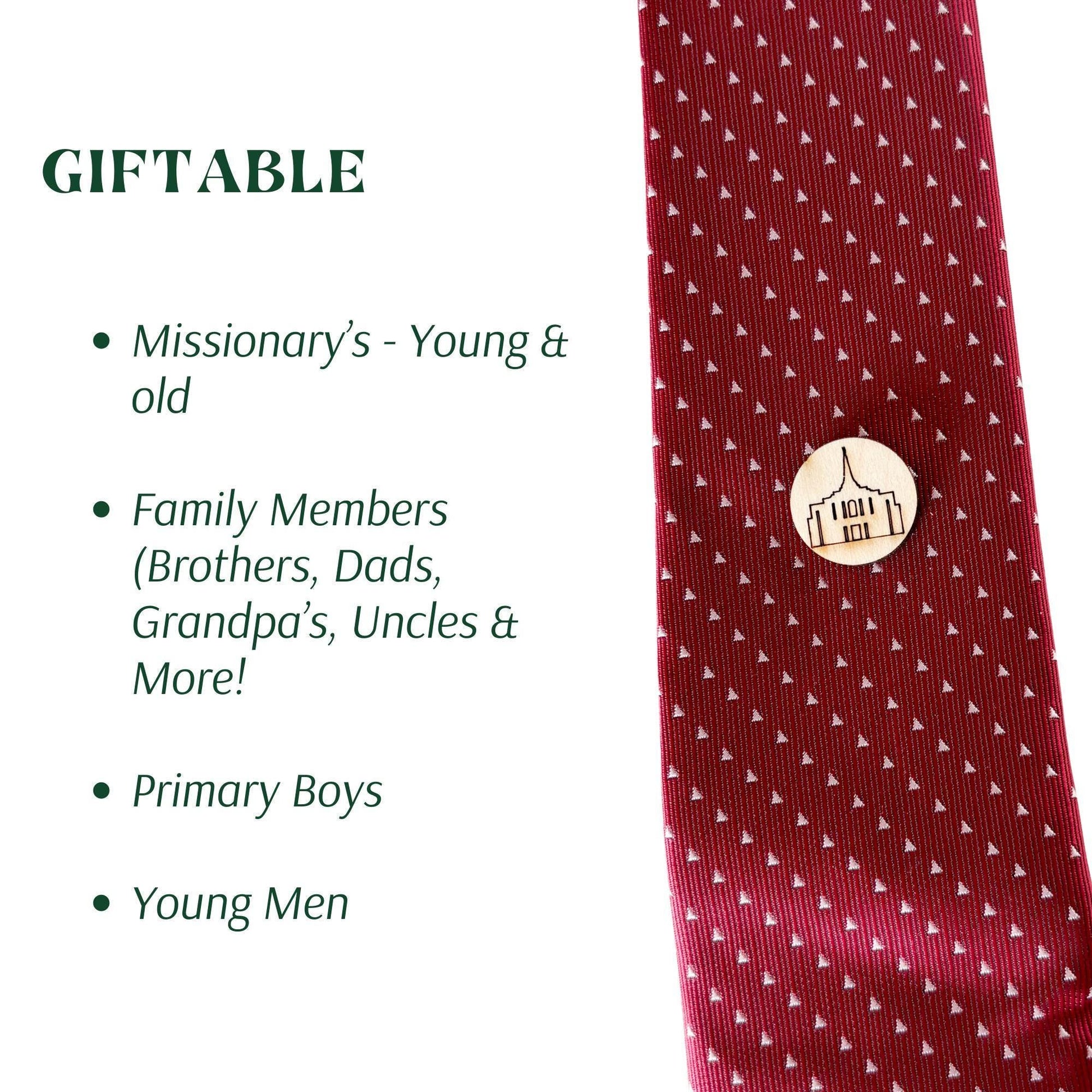 Temple Tie Tacks | Church Lapel Pink LDS Mens Accessory