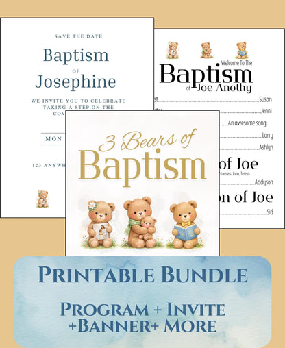 3 Bears of Baptism Party Pack