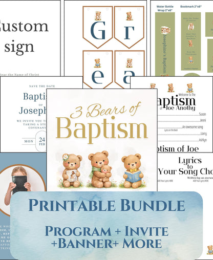 3 Bears of Baptism Party Pack