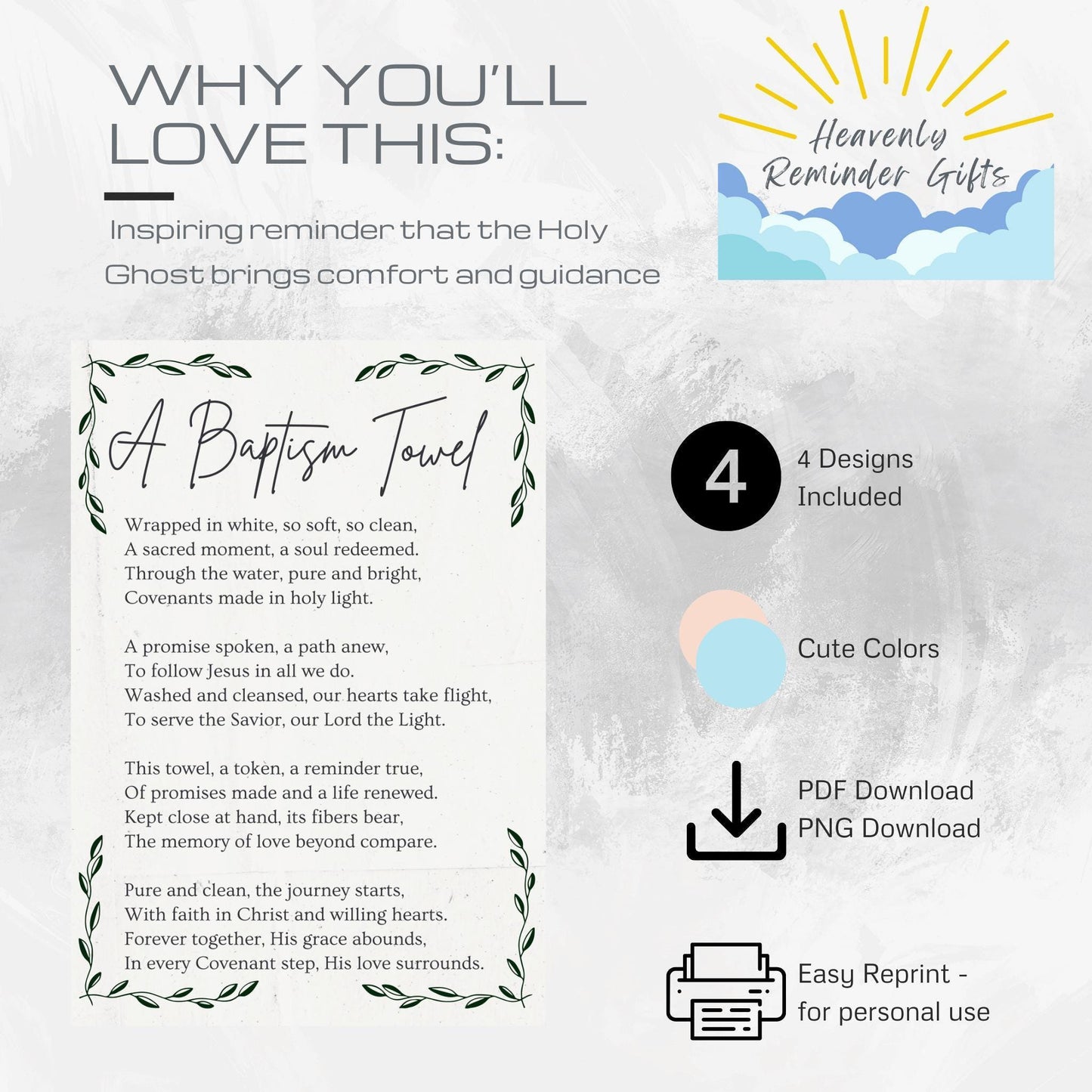 Baptism Poem Printable: LDS Covenant Reminder, Holy Ghost Decor (5x...