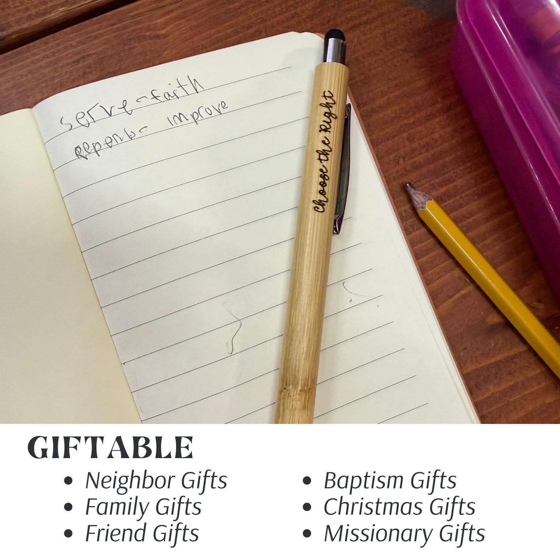 Engraved Bamboo Scripture Pen, LDS Missionary Gift, Elder Sister Fa...