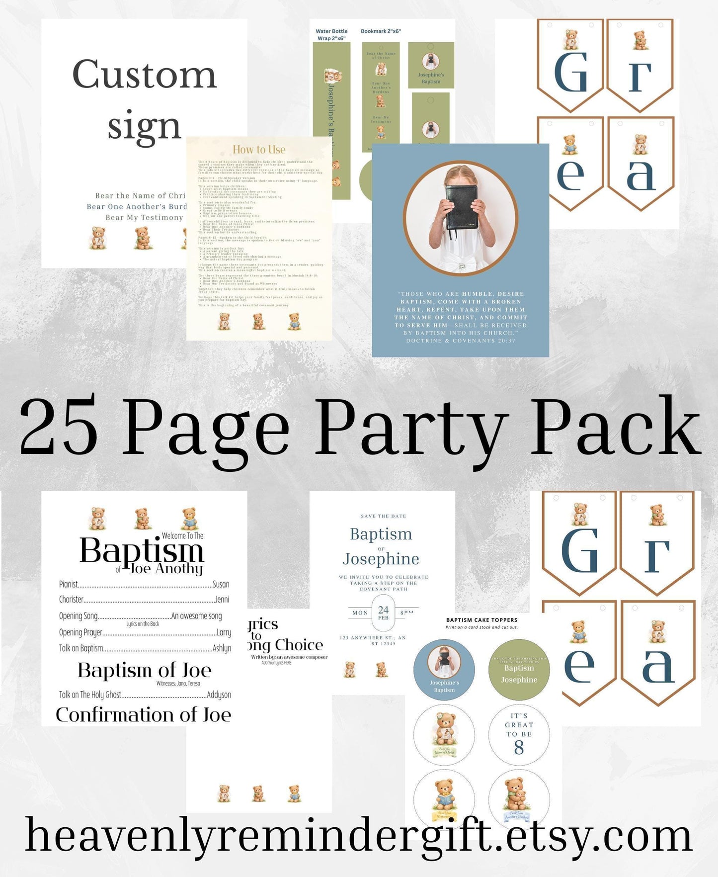 3 Bears of Baptism Party Pack