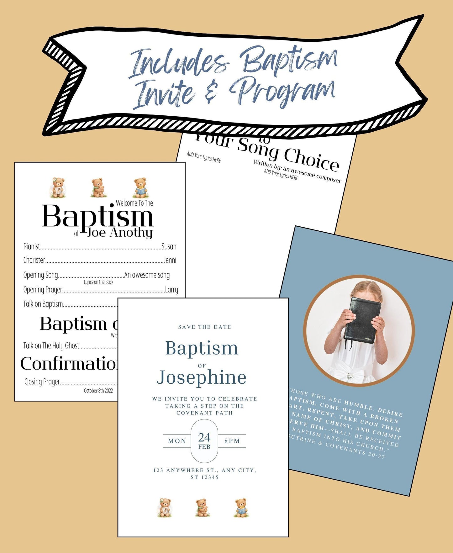 3 Bears of Baptism Party Pack