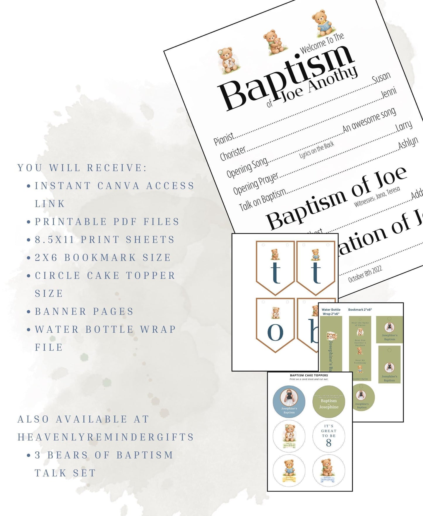 3 Bears of Baptism Party Pack