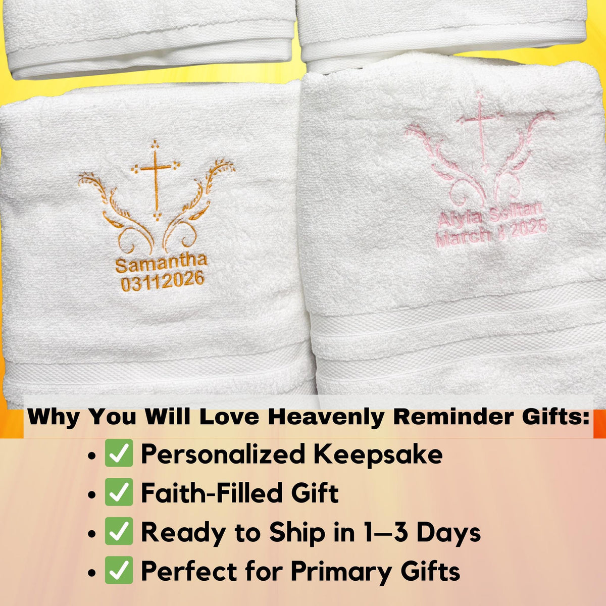 Personalized Cross Baptism Towel Set