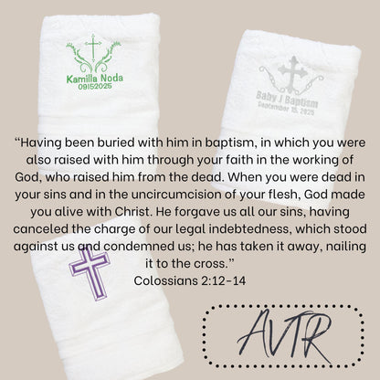 Personalized Cross Baptism Towel Set