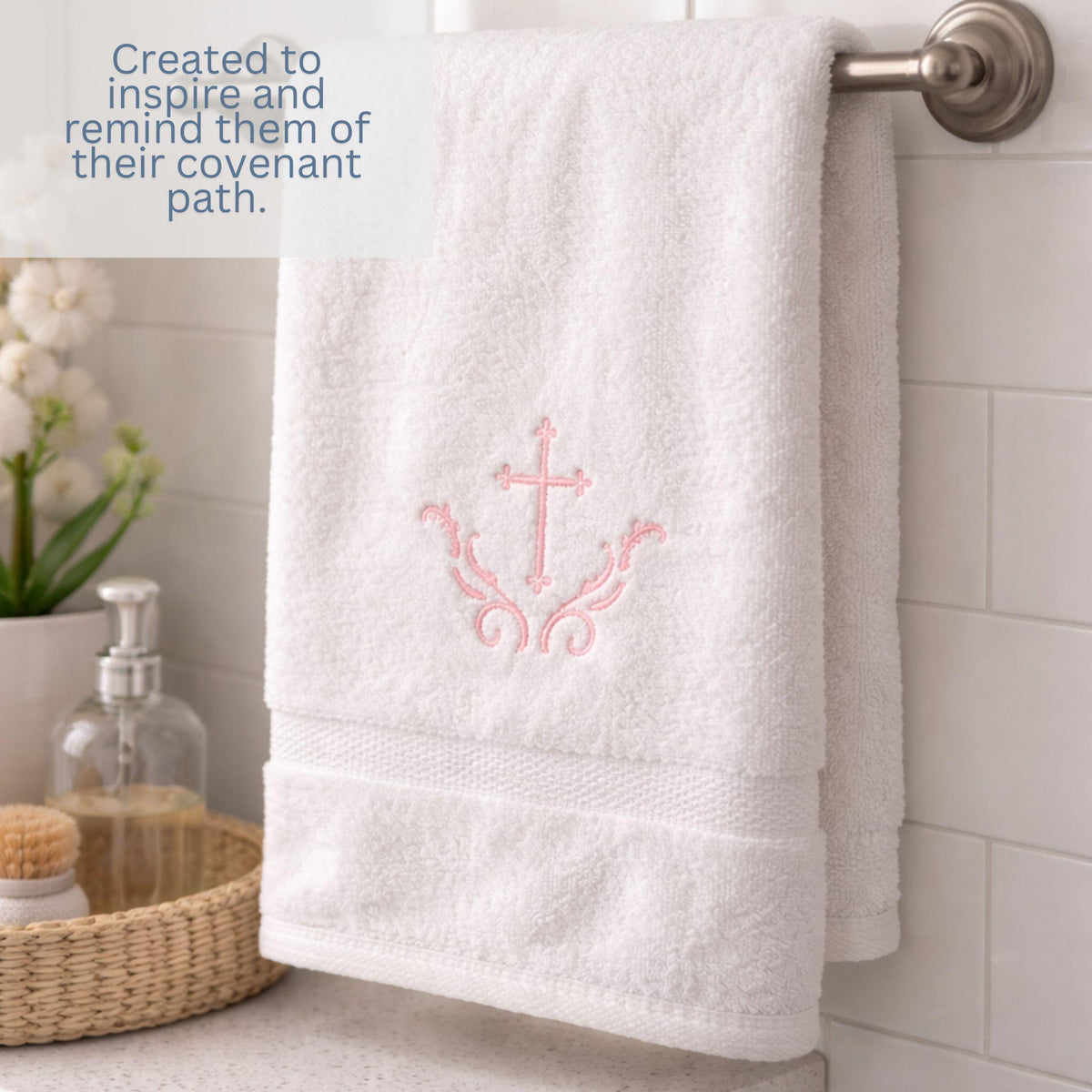 Personalized Cross Baptism Towel Set