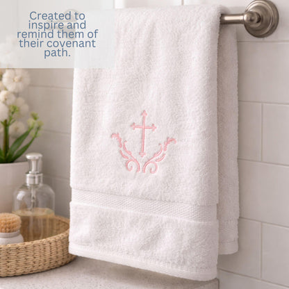 Personalized Cross Baptism Towel Set