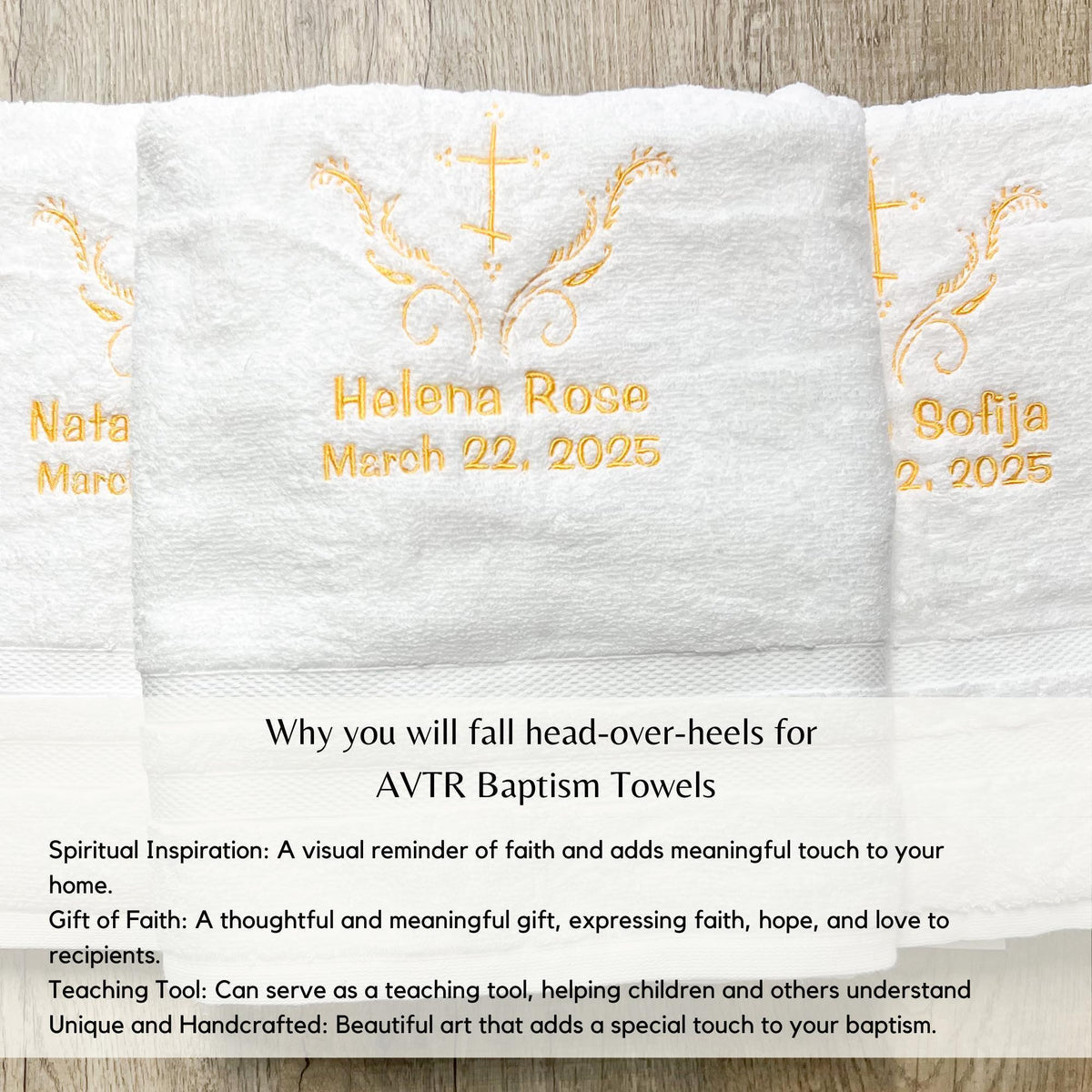 Personalized Cross Baptism Towel Set