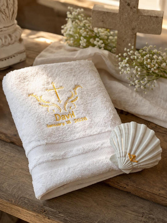 Baptism Towel and Seashell Gift Set