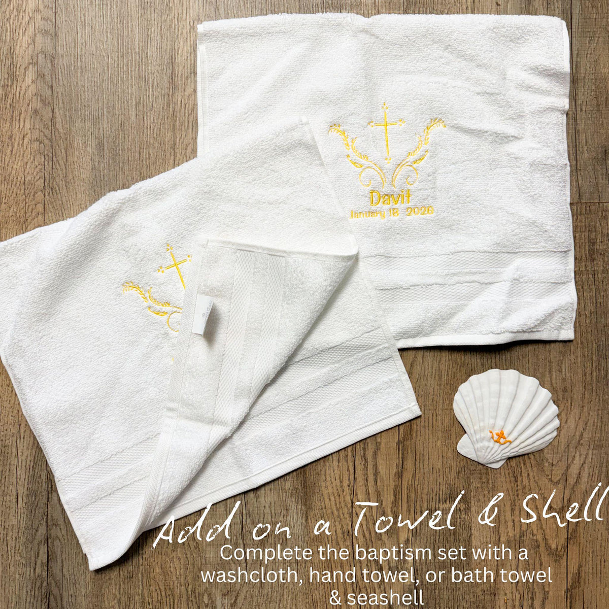 Personalized Cross Baptism Towel Set