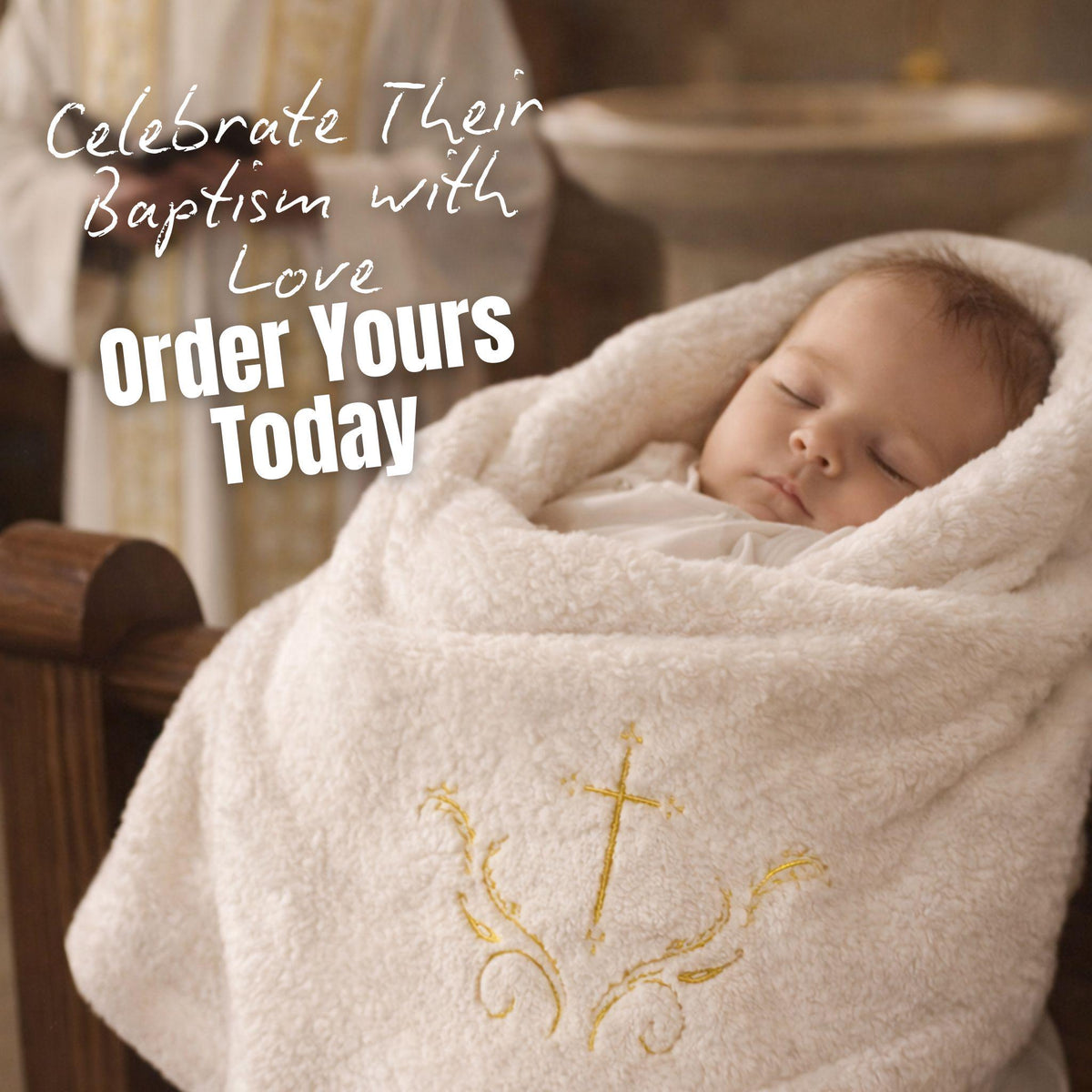 Personalized Cross Baptism Towel Set