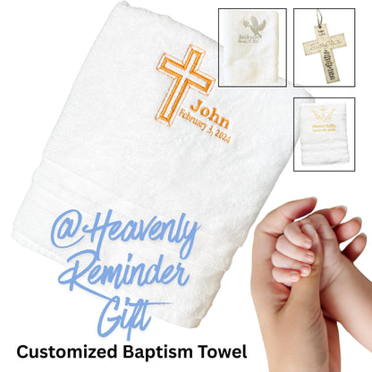 Personalized Cross Baptism Towel Set