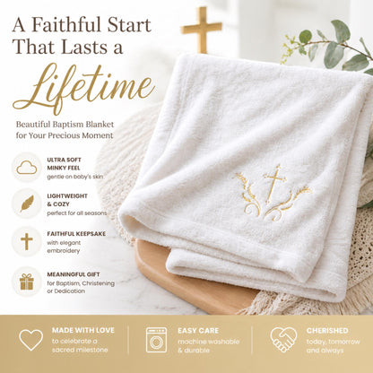 Baby Baptism Blanket | Personalized Baptismal Gift for Boys & Girls
