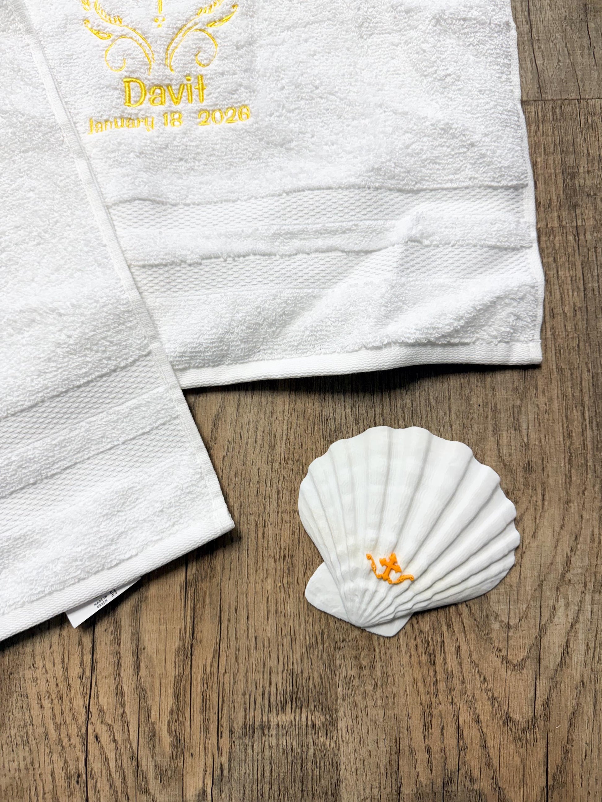 Baptism Towel and Seashell Gift Set
