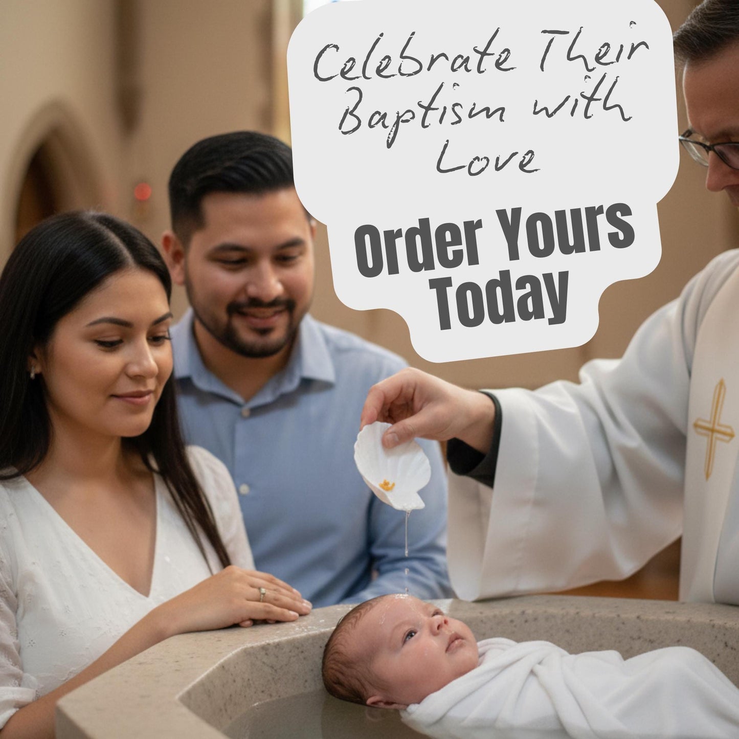 Baptism Towel and Seashell Gift Set
