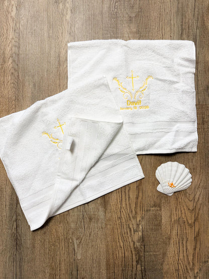 Baptism Towel and Seashell Gift Set