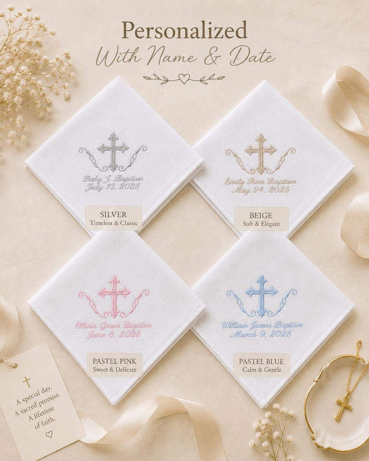 Personalized Baptism Handkerchief