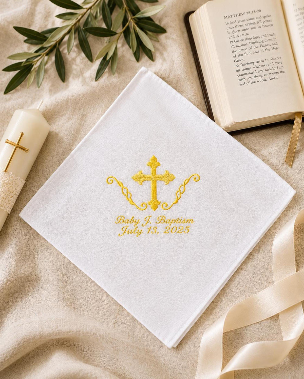 Personalized Baptism Handkerchief