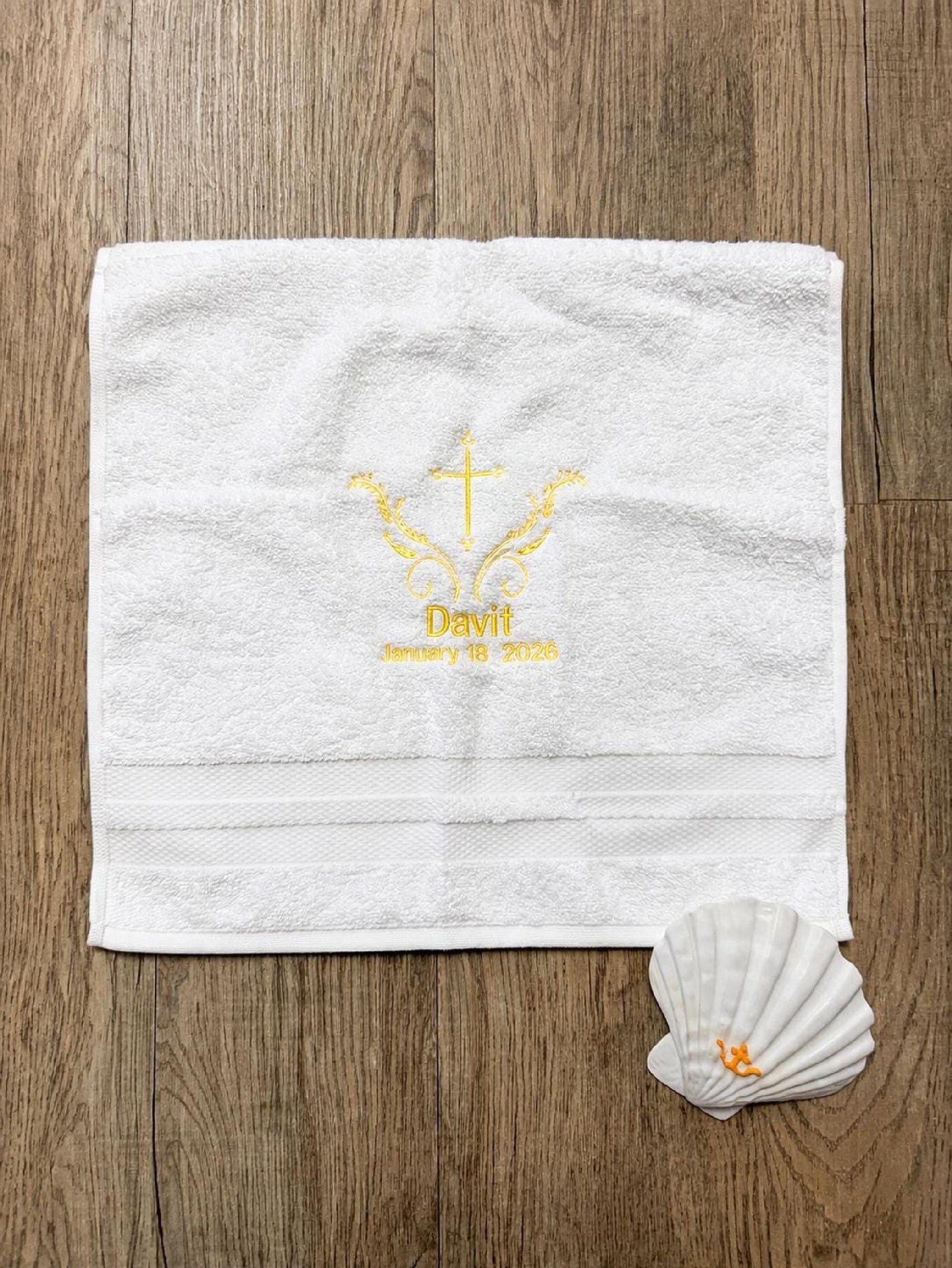 Baptism Towel and Seashell Gift Set