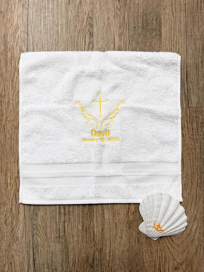 Baptism Towel and Seashell Gift Set