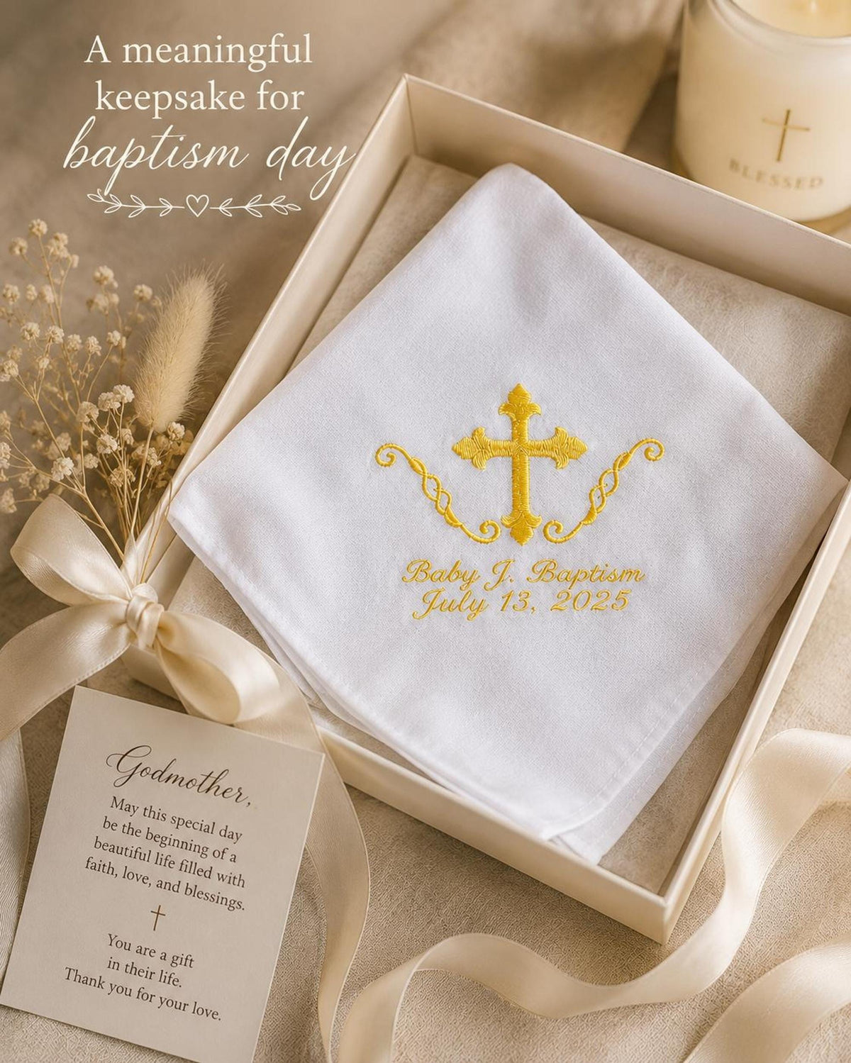 Personalized Baptism Handkerchief