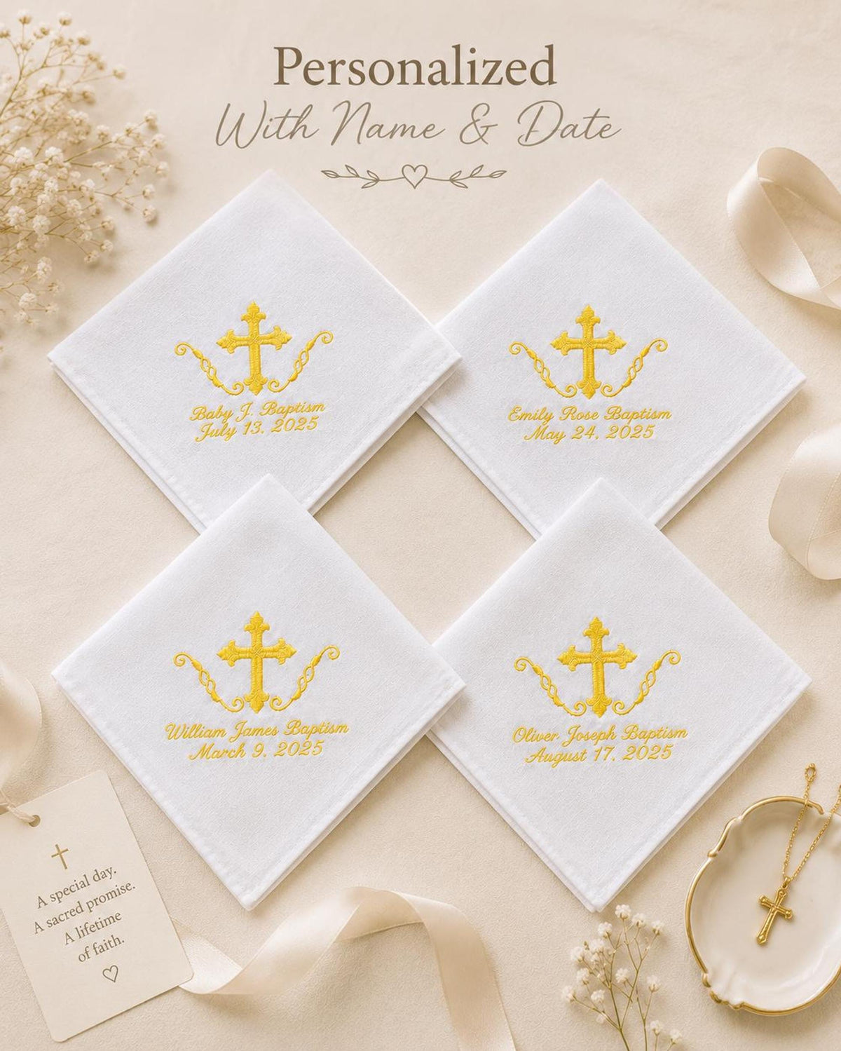 Personalized Baptism Handkerchief
