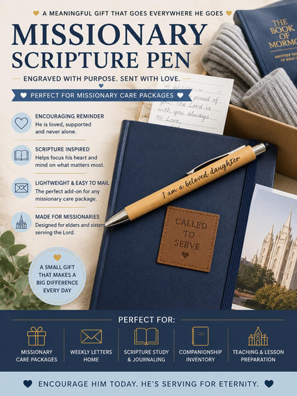 Engraved Bamboo Scripture Pen, LDS Missionary Gift, Elder Sister Fa...